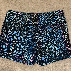 Rainbow leopard high rise fleo shorts!
